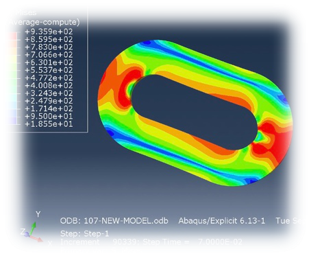 FEA/FEM and fatigue test for round link chain links