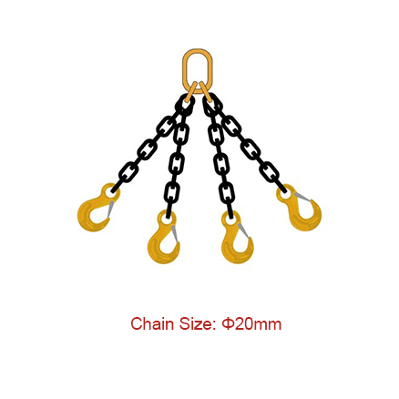 China Grade 80 (G80) Chain Slings – Dia 20mm EN 818-4 Four Legs Chain ...