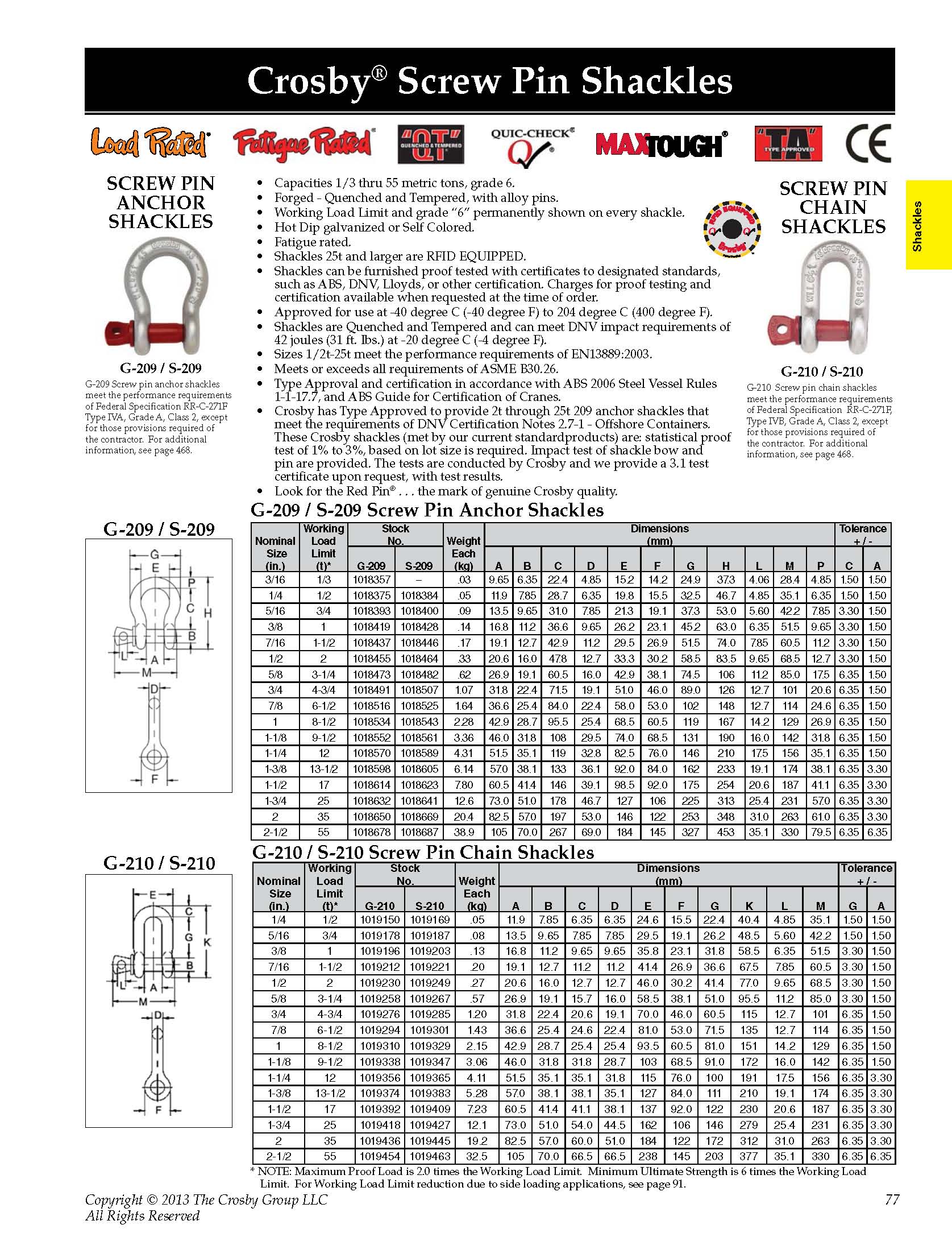 G 209 screw pin anchor shackle