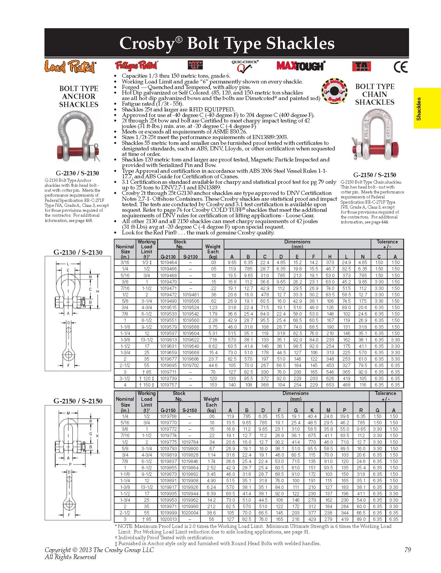 G 2130 Bolt type anchor shackle