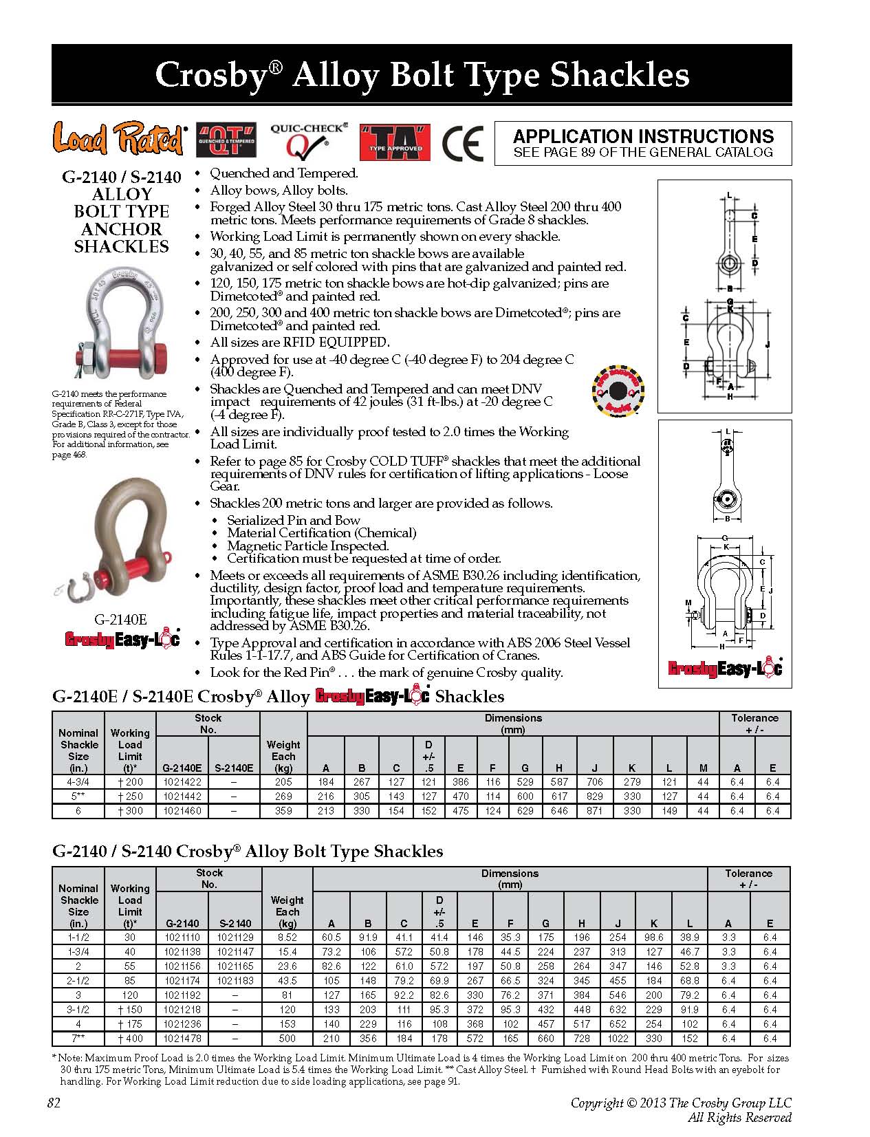 G 2140 alloy bolt type anchor shackle